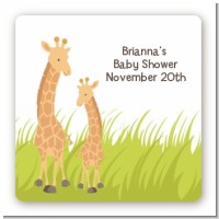 Giraffe - Square Personalized Baby Shower Sticker Labels