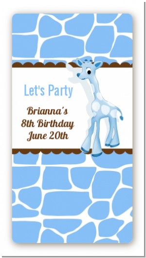 Giraffe Blue - Custom Rectangle Birthday Party Sticker/Labels