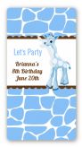 Giraffe Blue - Custom Rectangle Birthday Party Sticker/Labels