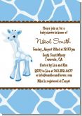 Giraffe Blue - Baby Shower Invitations