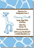 Giraffe Blue - Birthday Party Invitations