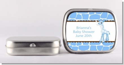 Giraffe Blue - Personalized Baby Shower Mint Tins