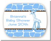 Giraffe Blue - Personalized Baby Shower Rounded Corner Stickers