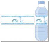 Giraffe Blue - Personalized Baby Shower Water Bottle Labels