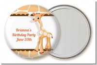 Giraffe Brown - Personalized Birthday Party Pocket Mirror Favors