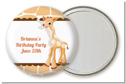 Giraffe Brown - Personalized Birthday Party Pocket Mirror Favors