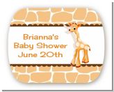 Giraffe Brown - Personalized Baby Shower Rounded Corner Stickers