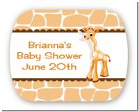 Giraffe Brown - Personalized Baby Shower Rounded Corner Stickers