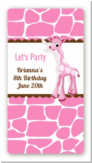 Giraffe Pink - Custom Rectangle Birthday Party Sticker/Labels