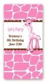 Giraffe Pink - Custom Rectangle Birthday Party Sticker/Labels