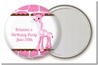 Giraffe Pink - Personalized Birthday Party Pocket Mirror Favors
