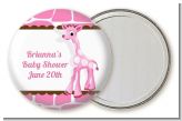 Giraffe Pink - Personalized Baby Shower Pocket Mirror Favors