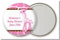Giraffe Pink - Personalized Baby Shower Pocket Mirror Favors