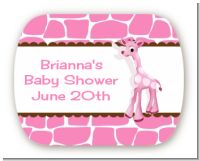 Giraffe Pink - Personalized Baby Shower Rounded Corner Stickers