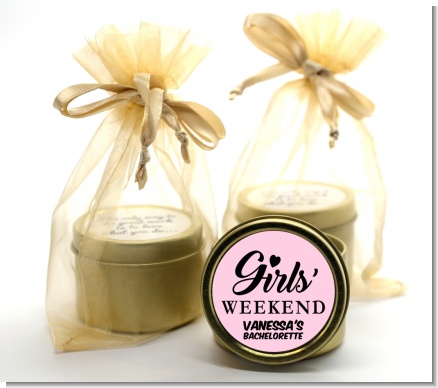 Girls Weekend - Bridal Shower Gold Tin Candle Favors