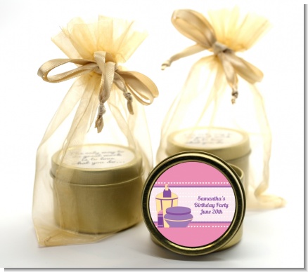 Glamour Girl - Birthday Party Gold Tin Candle Favors