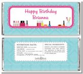 Glamour Girl Makeup Party - Personalized Birthday Party Candy Bar Wrappers