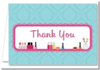 Glamour Girl Makeup Party - Birthday Party Thank You Cards