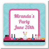 Glamour Girl Makeup Party - Square Personalized Birthday Party Sticker Labels