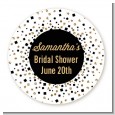 Glitter Black and White - Round Personalized Bridal Shower Sticker Labels thumbnail
