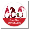 Gnome - Round Personalized Christmas Sticker Labels thumbnail