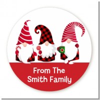 Gnome - Round Personalized Christmas Sticker Labels