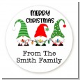 Gnome Trio - Round Personalized Christmas Sticker Labels thumbnail