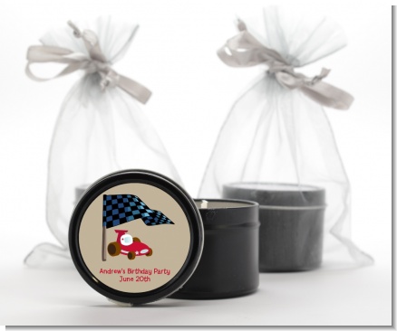 Go Kart - Birthday Party Black Candle Tin Favors