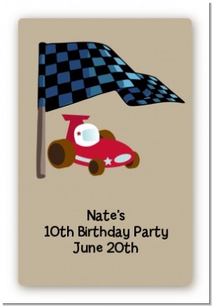 Go Kart - Custom Large Rectangle Birthday Party Sticker/Labels