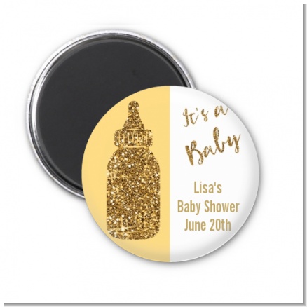 Gold Glitter Baby Bottle - Personalized Baby Shower Magnet Favors