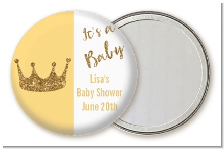 Gold Glitter Baby Crown - Personalized Baby Shower Pocket Mirror Favors