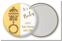Gold Glitter Baby Rattle - Personalized Baby Shower Pocket Mirror Favors