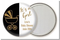 Gold Glitter Black Carriage - Personalized Baby Shower Pocket Mirror Favors