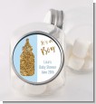 Gold Glitter Blue Baby Bottle - Personalized Baby Shower Candy Jar thumbnail