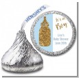 Gold Glitter Blue Baby Bottle - Hershey Kiss Baby Shower Sticker Labels thumbnail