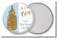 Gold Glitter Blue Baby Bottle - Personalized Baby Shower Pocket Mirror Favors thumbnail