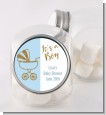 Gold Glitter Blue Carriage - Personalized Baby Shower Candy Jar thumbnail