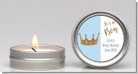 Gold Glitter Blue Crown - Baby Shower Candle Favors
