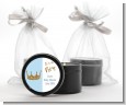 Gold Glitter Blue Crown - Baby Shower Black Candle Tin Favors thumbnail