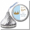 Gold Glitter Blue Crown - Hershey Kiss Baby Shower Sticker Labels thumbnail