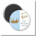 Gold Glitter Blue Crown - Personalized Baby Shower Magnet Favors thumbnail