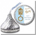 Gold Glitter Blue Rattle - Hershey Kiss Baby Shower Sticker Labels thumbnail