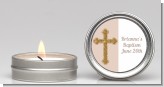 Gold Glitter Cross Beige - Baptism / Christening Candle Favors