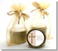 Gold Glitter Cross Beige - Baptism / Christening Gold Tin Candle Favors thumbnail