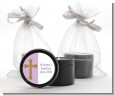 Gold Glitter Cross Lavendar - Baptism / Christening Black Candle Tin Favors thumbnail