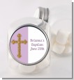 Gold Glitter Cross Lavendar - Personalized Baptism / Christening Candy Jar thumbnail