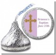 Gold Glitter Cross Lavendar - Hershey Kiss Baptism / Christening Sticker Labels thumbnail