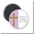 Gold Glitter Cross Lavendar - Personalized Baptism / Christening Magnet Favors thumbnail