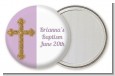 Gold Glitter Cross Lavendar - Personalized Baptism / Christening Pocket Mirror Favors thumbnail