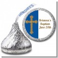Gold Glitter Cross Navy Blue - Hershey Kiss Baptism / Christening Sticker Labels thumbnail